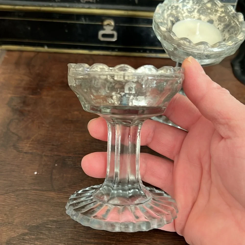 2 | Pottery Barn Glass Tealight Candle Holders